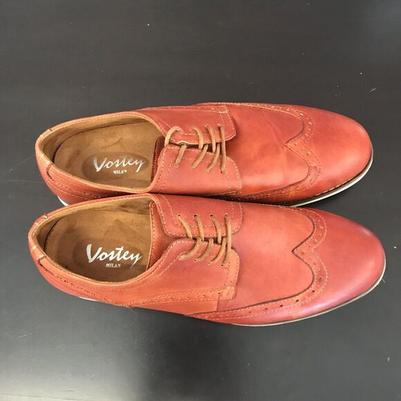Vostey Milan Cognac Orange Leather Wingtip Dress Lace Up Shoes Men\'s US‎ 11 main image 13